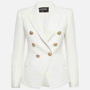 Balmain Off-White Tweed Double Breasted Blazer S